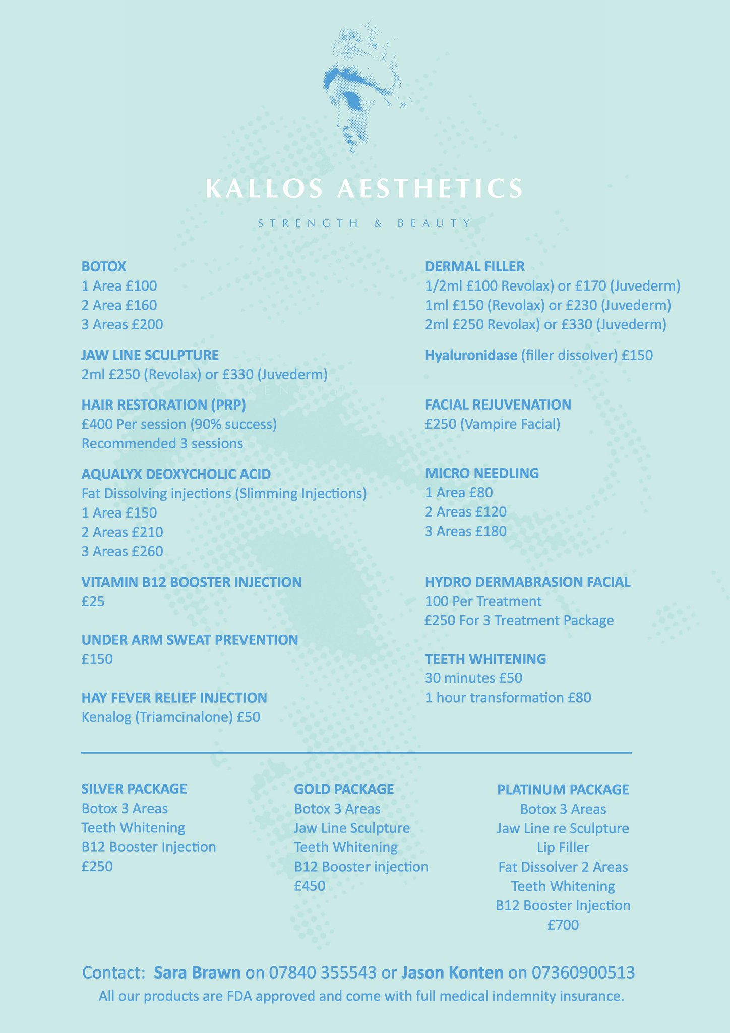 Kallos Aesthetics Price List